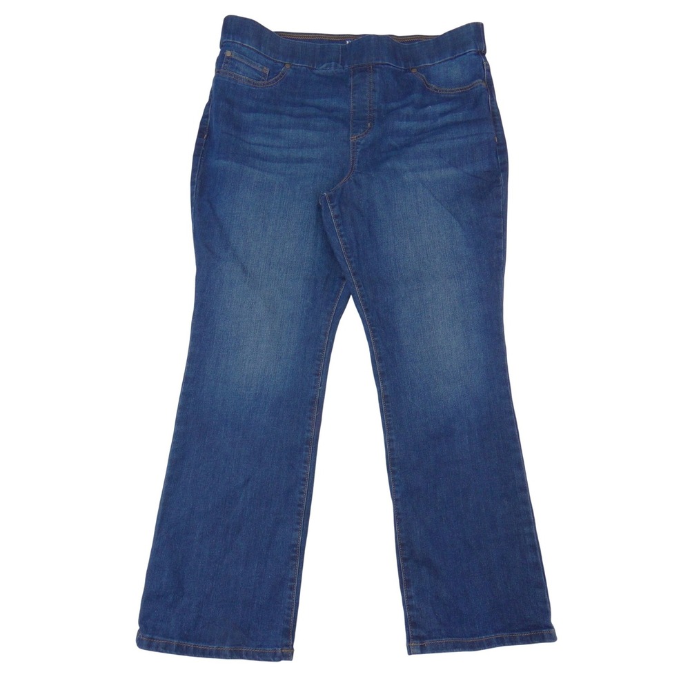 Kim Rogers Tummy Control Blue Straight Leg Jeans Womens 16P Short Pull On 3331‎